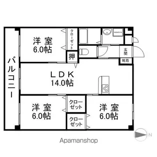 プランドール6番館【4階】の間取り