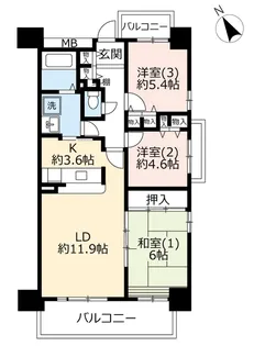 UR多摩ニュータウン南大沢絹の道一番街【8階】の間取り