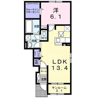 モン アンテリユール桃山J【1階】の間取り