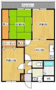 プレステージ中郷【3階】の間取り