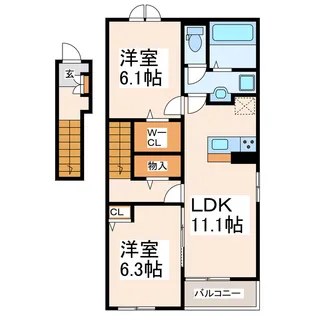 2LDKの間取り画像