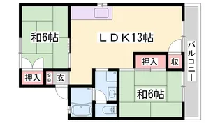 ハイツラポールB棟【2階】の間取り