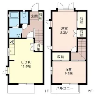 2LDKの間取り画像