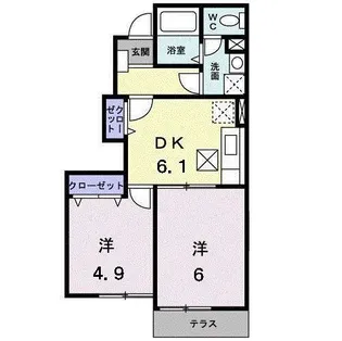 ソレアードガーデンB【1階】の間取り
