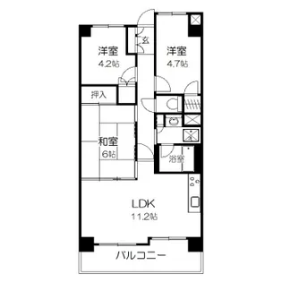 ライオンズマンション山手町【5階】の間取り