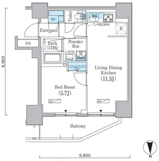 プライムブリス上野元浅草【13階】の間取り