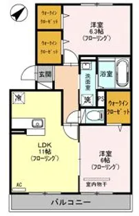 エスベランサB【3階】の間取り