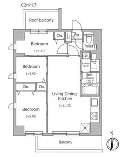 ドゥーエ南千住【4階】の間取り