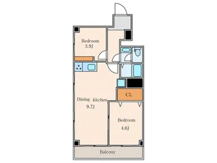 秀和第二材木町レジデンス【2階】の間取り
