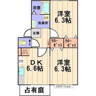 サンガーデン関B棟【1階】の間取り