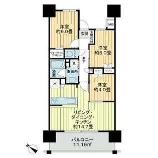 ライオンズ那覇三原マスターズゲート【8階】の間取り