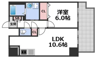 サニーサイド玉造【4階】の間取り