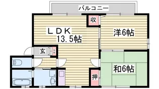 ディアス中島 B【2階】の間取り