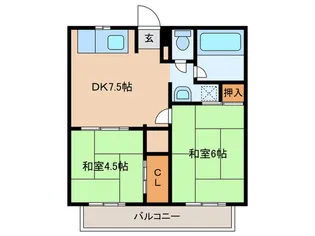 冨士ハイツB【1階】の間取り
