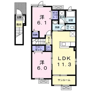 カーサ アヴェニーレI【2階】の間取り