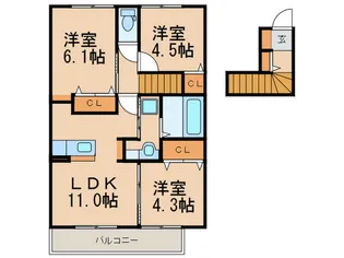 サンステージみのりB棟【2階】の間取り