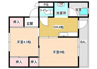 ビレッジハウス曽大根1号棟【4階】の間取り