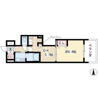 1DKの間取り画像