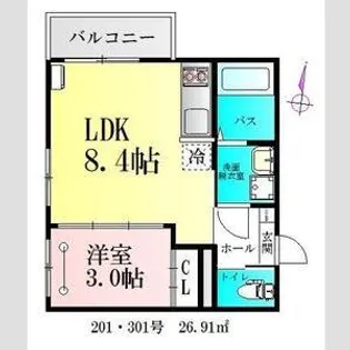 Clover木ノ下【2階】の間取り