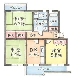 堀込第4住宅 5号棟【2階】の間取り