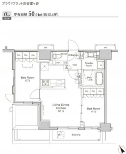 プラウドフラット渋谷富ヶ谷【9階】の間取り