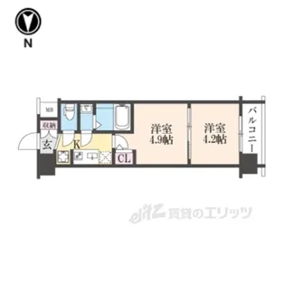 エステムコート京都二条【6階】の間取り