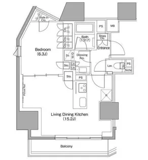 ザ・パークハビオ麻布十番【9階】の間取り
