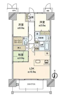 ロイヤルガーデンシティ学南町【3階】の間取り