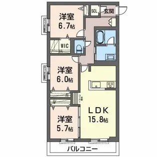 オカバ姫路青山シャーメゾンA【2階】の間取り
