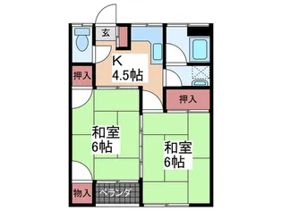 溝手アパート【2階】の間取り