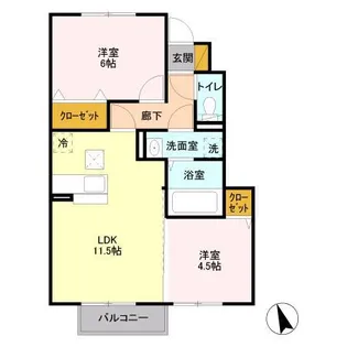 グランパルクB(袖ヶ浦市)【1階】の間取り