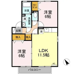 ラフィネス高田 A/B【2階】の間取り