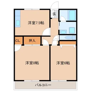 ニューエミネンスB【1階】の間取り