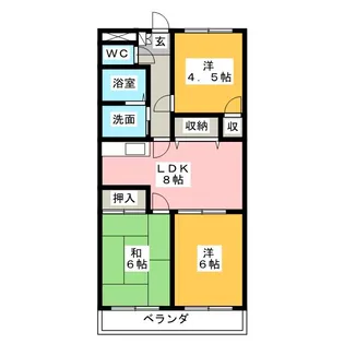 ARTRAマンション B棟【3階】の間取り