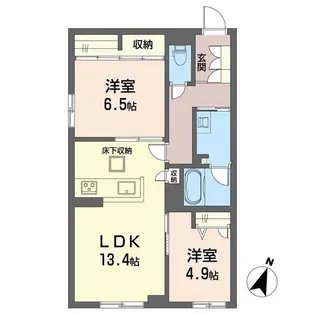 (仮)吉見園ベレオ【1階】の間取り
