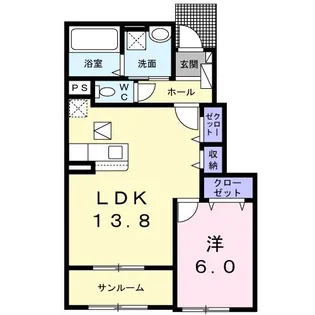 ラ・ヴィ・カルムB【1階】の間取り