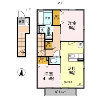アンジュ ド ボヌール C棟【2階】の間取り