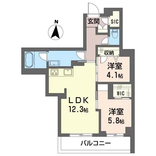 メゾンクラージュ海老名【1階】の間取り