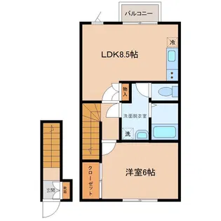 リヴェール上杉B【2階】の間取り