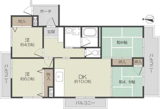 尾勝山ハイツ【3階】の間取り