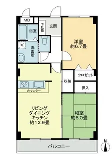 フォブールつるうち【2階】の間取り