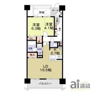 埼玉県川越市大字並木【マンション】の間取り
