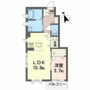 カーサラフィネ白虎【1階】の間取り