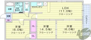 サンシャインW C棟【1階】の間取り