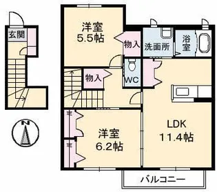 グランマスト木太町 A棟【2階】の間取り