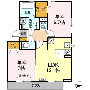 ルーエ B【1階】の間取り