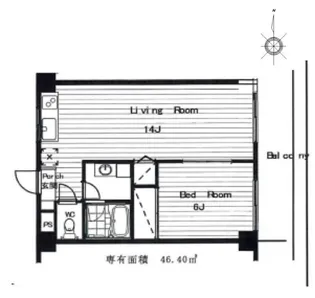 白金グレースマンション【5階】の間取り
