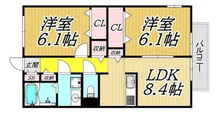 ニドフェリス【2階】の間取り