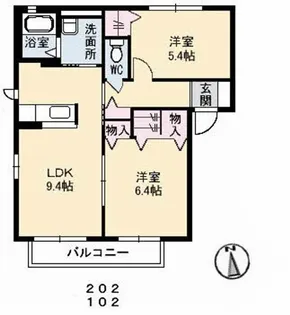 グレースT A棟【2階】の間取り