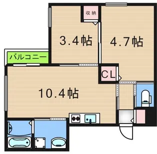 フォルモント住之江【3階】の間取り